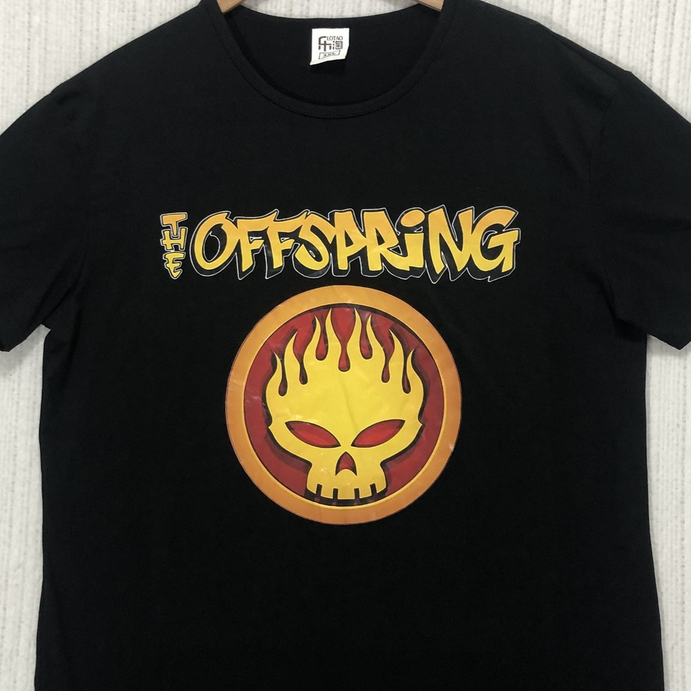 The Offspring Flaming Skull Graphic Band T-Shirt Black Mens 3XL Short Sleeve